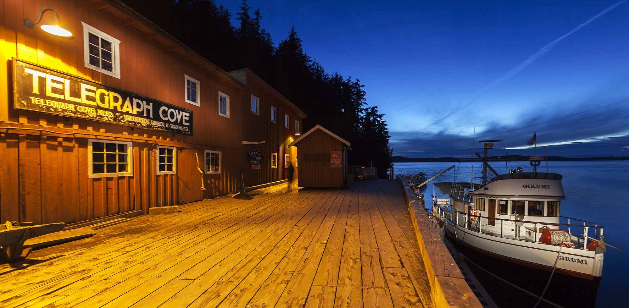 The Historic Whale Museum building and the origianl whale watching boat, the Gikumi at Telegraph Cove add to the appeal of this popular tourist destination.