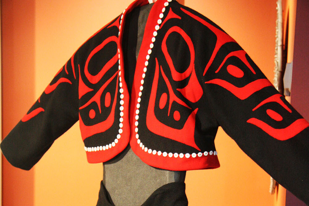 Work of Haida designer Dorothy Grant at Haida Heritage Centre near Skidegate