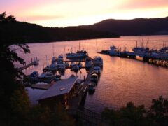 Brentwood Bay Resort and Marina - overlooking the waterfront at sunset