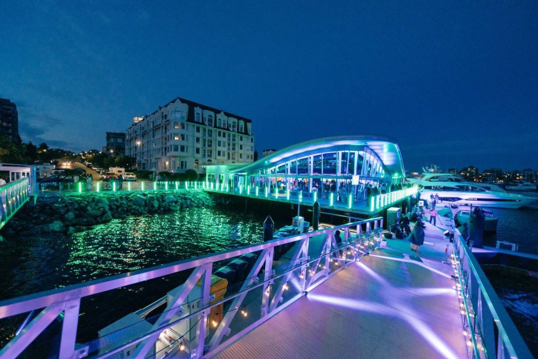 Victoria International Marina at night